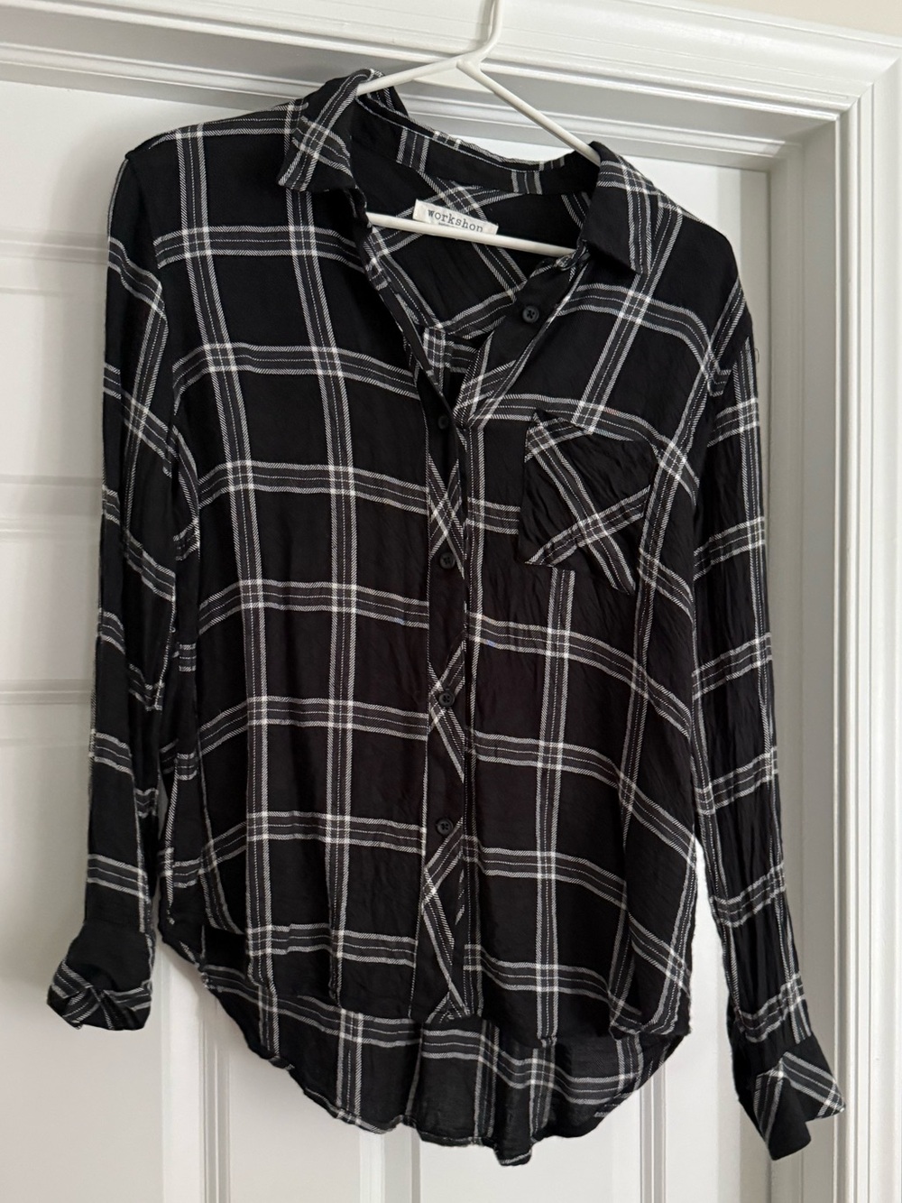 Soft Black Plaid Button-Down Shirt